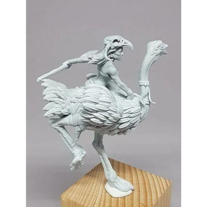 1/24 Resin Model Kit Beautiful Girl Barbarian Ostrich Rider Unpainted - Model-Fan-Store