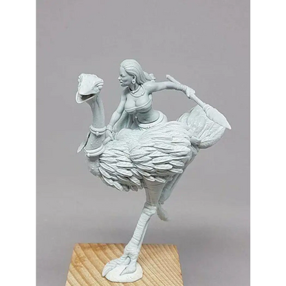 1/24 Resin Model Kit Beautiful Girl Barbarian Ostrich Rider Unpainted - Model-Fan-Store