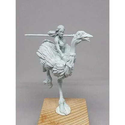 1/24 Resin Model Kit Beautiful Girl Barbarian Ostrich Rider Unpainted - Model-Fan-Store