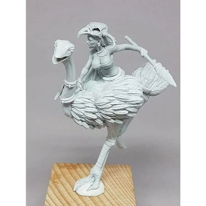 1/24 Resin Model Kit Beautiful Girl Barbarian Ostrich Rider Unpainted - Model-Fan-Store