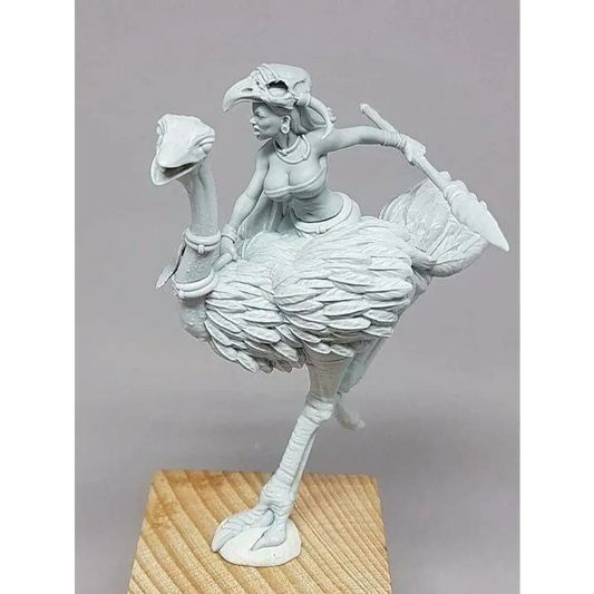 1/24 Resin Model Kit Beautiful Girl Barbarian Ostrich Rider Unpainted - Model-Fan-Store