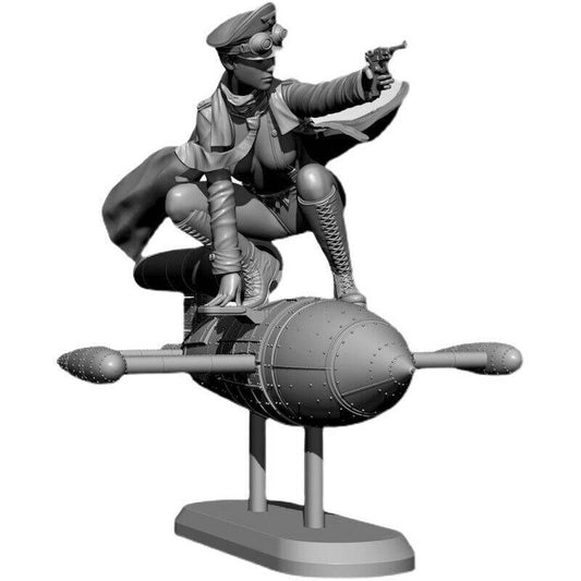 1/24 Resin Model Kit Beautiful Girl German Soldier Air Force WW2 Pin Up Unpainted - Model-Fan-Store