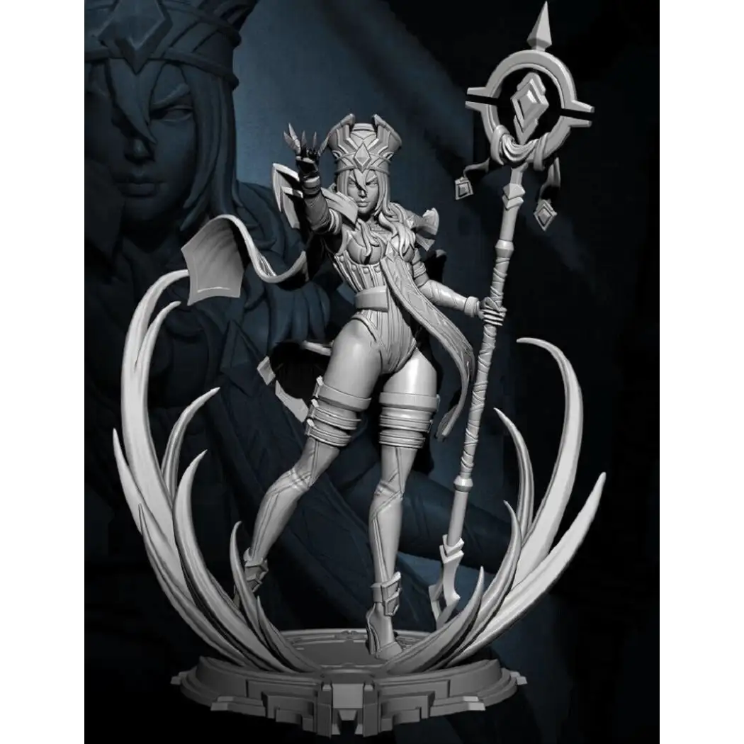 1/24 Resin Model Kit Beautiful Girl Mage Wizard Priest Warcraft Unpainted - Model-Fan-Store