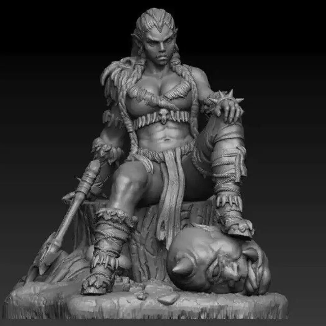 1/24 Resin Model Kit Beautiful Girl Orc Barbarian Warrior Fantasy Univ ...