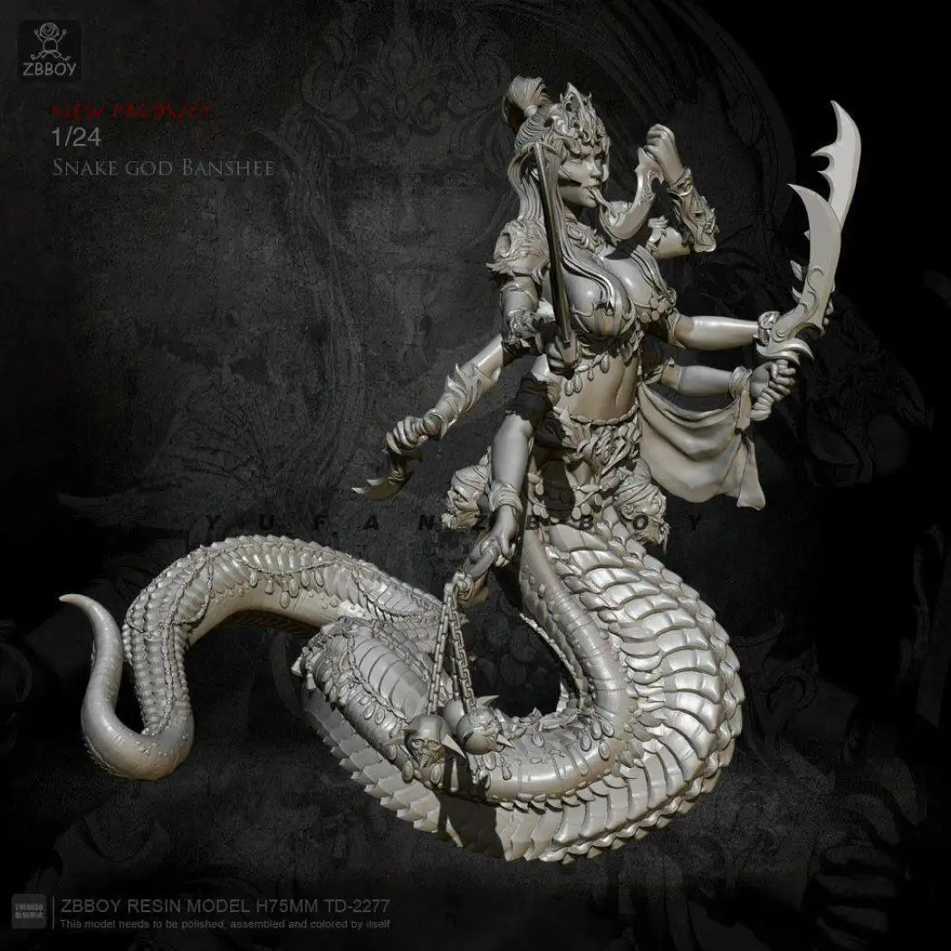 1/24 Resin Model Kit Beautiful Girl Snake Goddess Unpainted - Model-Fan-Store