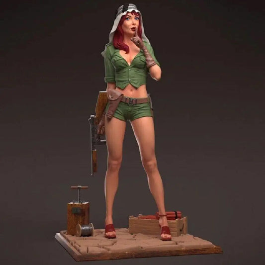 1/24 Resin Model Kit Beautiful Girl with a Gun Africa (with base) Unpainted - Model-Fan-Store