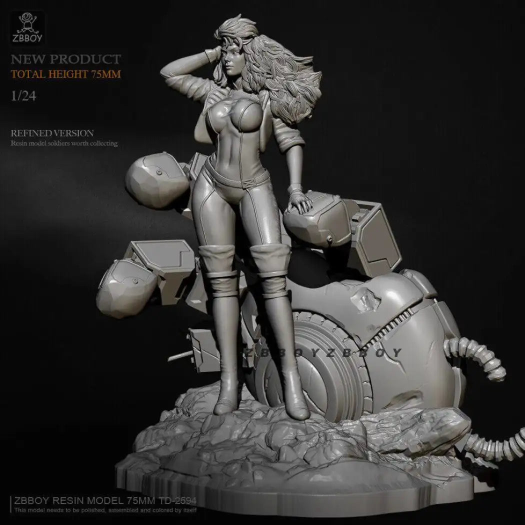 Unpainted Model Kit 1/24 Resin Model Kit Beautiful Girl Woman Fighter Fantasy Unpainted ...