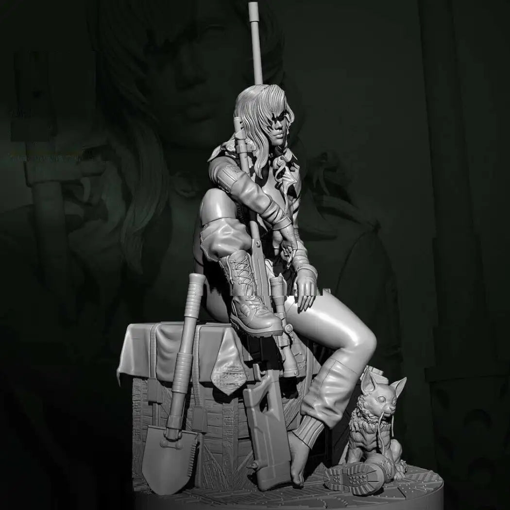 1/24 Resin Model Kit Beautiful Girl Woman Sniper Shooter Fantasy Unpainted - Model-Fan-Store