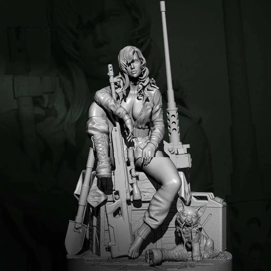 1/24 Resin Model Kit Beautiful Girl Woman Sniper Shooter Fantasy Unpainted - Model-Fan-Store