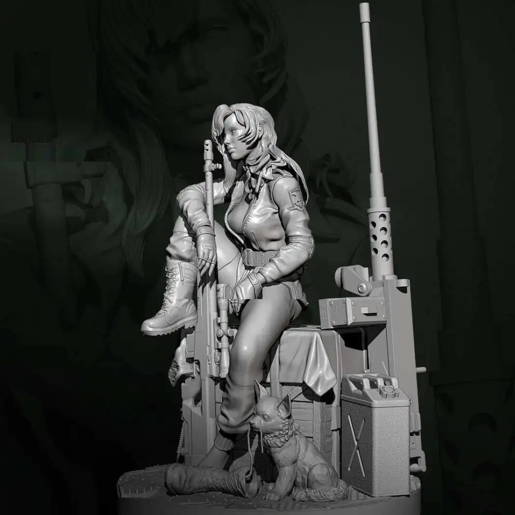 Model Kit Snippers 1/24 Resin Model Kit Beautiful Girl Woman Sniper Shooter Fantasy Unpai ...