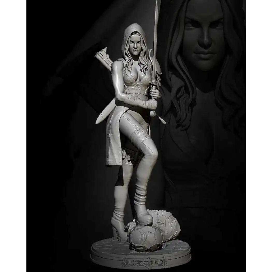 1/24 Resin Model Kit Beautiful Girl Woman Swordsman Shooter Fantasy Unpainted - Model-Fan-Store