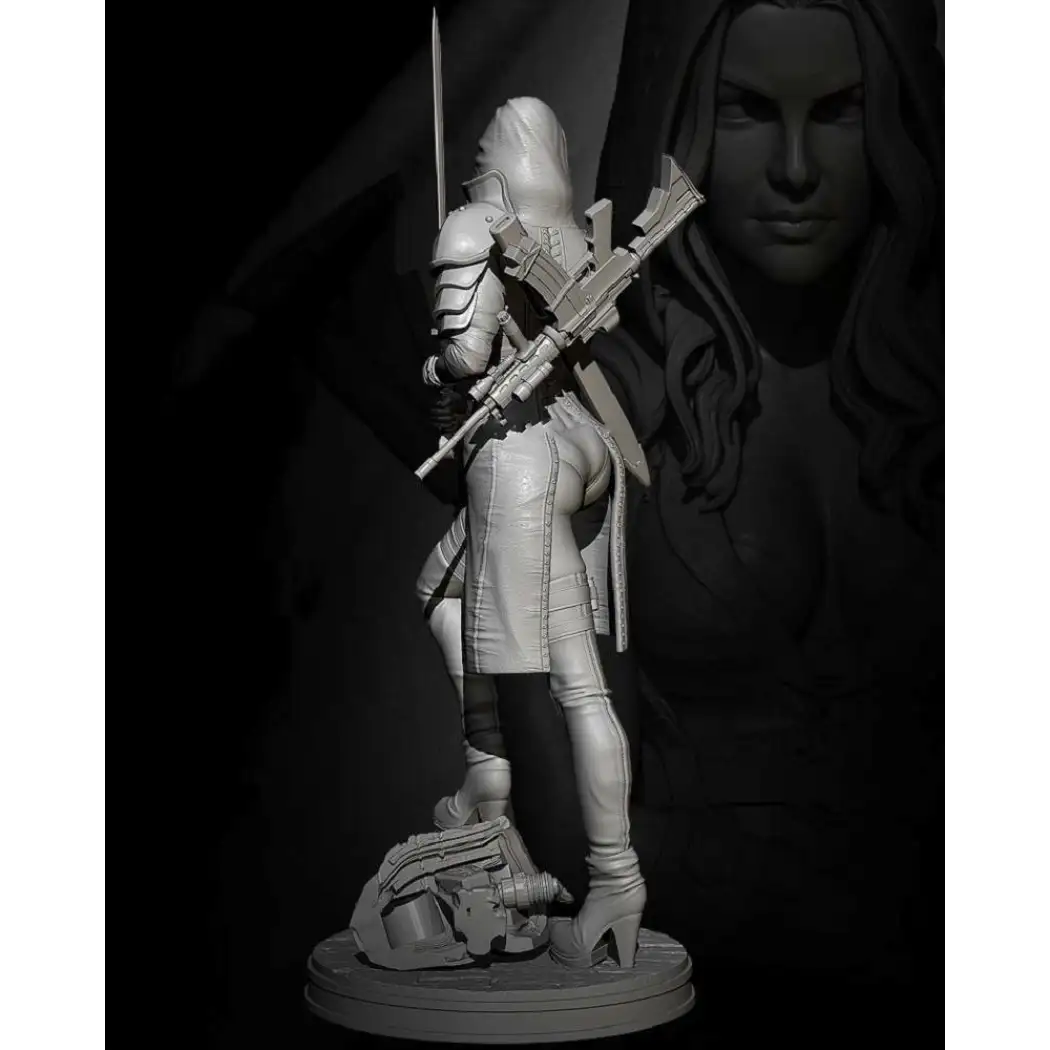 1/24 Resin Model Kit Beautiful Girl Woman Swordsman Shooter Fantasy Unpainted - Model-Fan-Store