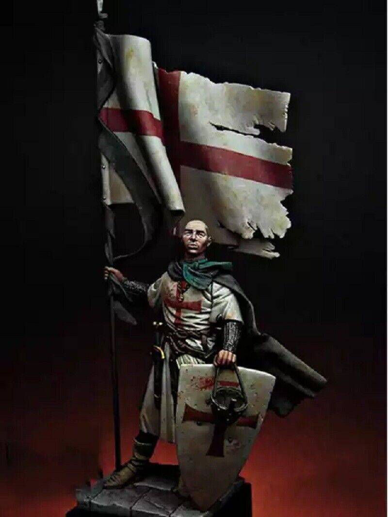 1/24 Resin Model Kit Medieval Knight Templar Standart Warrior Unpainted - Model-Fan-Store