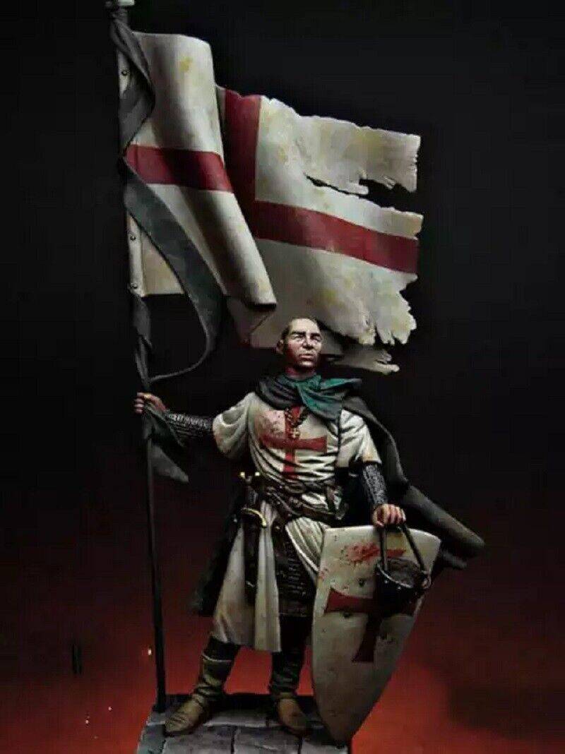 1/24 Resin Model Kit Medieval Knight Templar Standart Warrior Unpainted - Model-Fan-Store