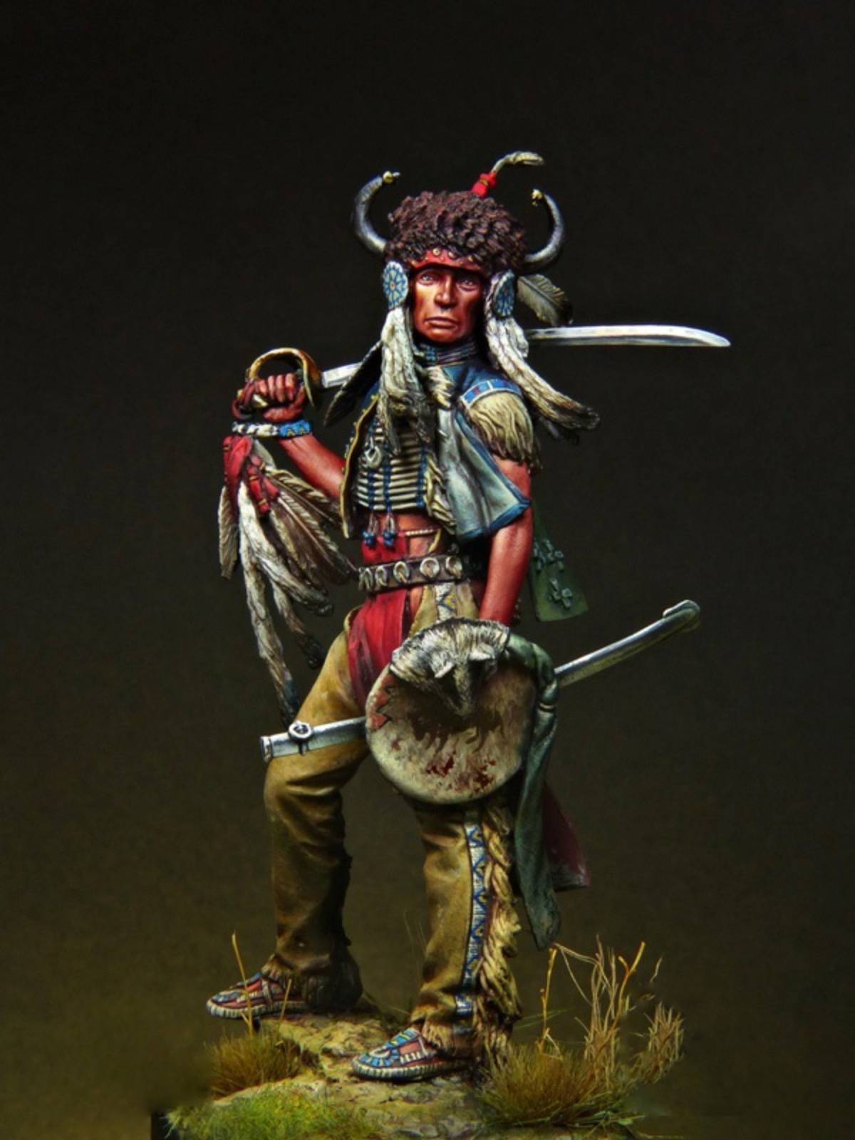 1/24 Resin Model Kit Native American Indian Sioux Warrior Unpainted - Model-Fan-Store