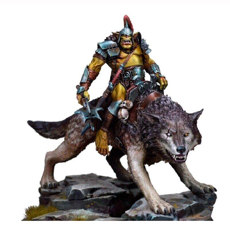 1/24 75mm Resin Model Kit Orc and Wolf Warcraft (no base) A-215 Unpainted