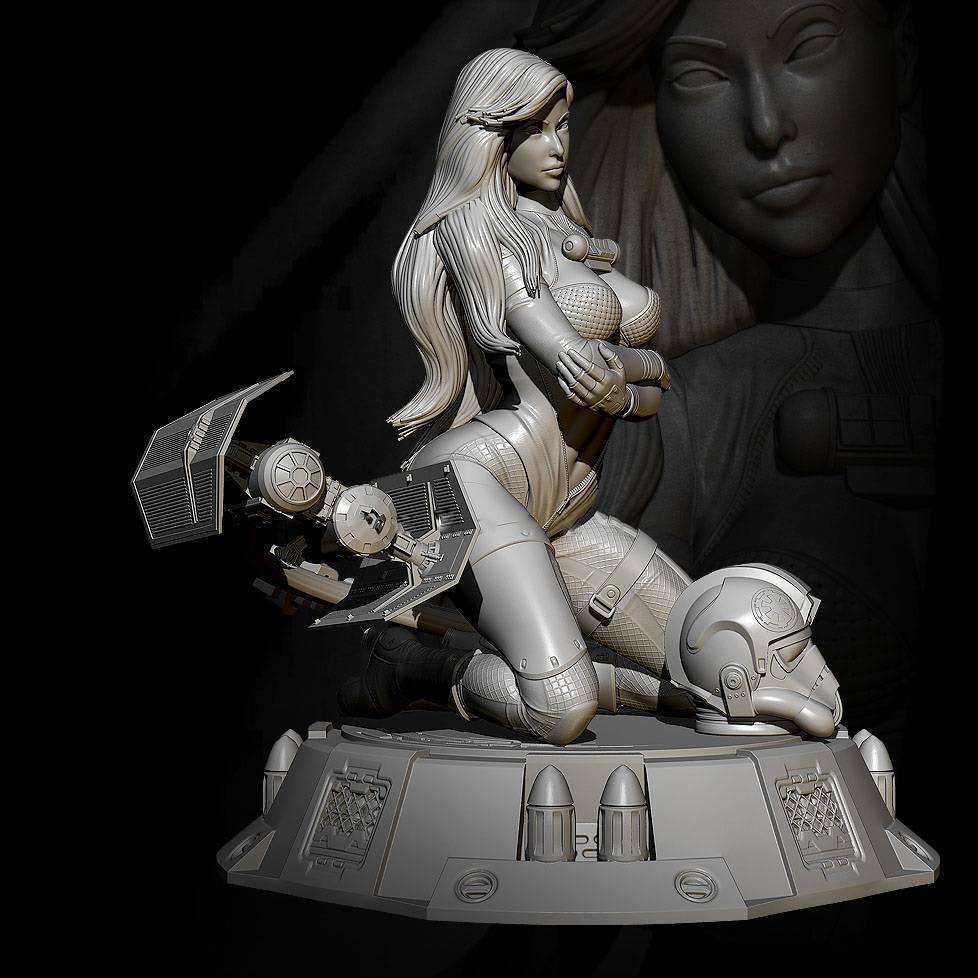 1/24 Resin Model Kit Space Beautiful Girl Imperial Pilot Fantasy Unpainted - Model-Fan-Store