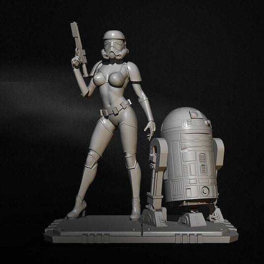 1/24 Resin Model Kit Star Wars Beautiful Girl Stormtrooper R2-D2 Unpainted - Model-Fan-Store