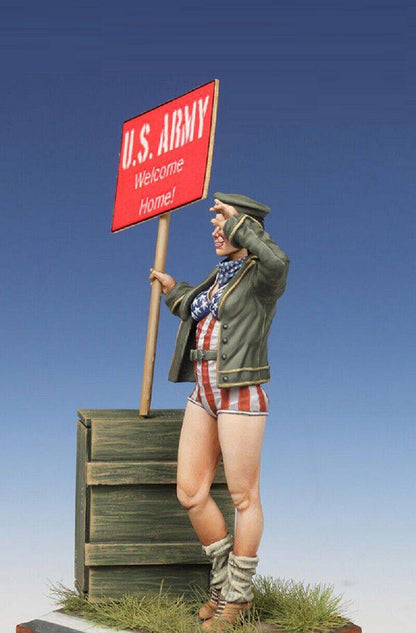 1/24 Resin Model Kit US Beautiful Girl Patriot Welcome Home Unpainted - Model-Fan-Store