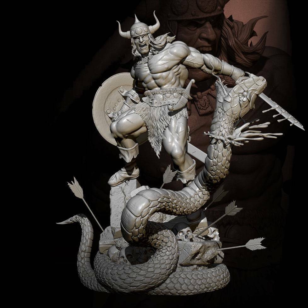 1/24 Resin Model Kit Warrior Barbarian Hercules and Serpent Unpainted - Model-Fan-Store