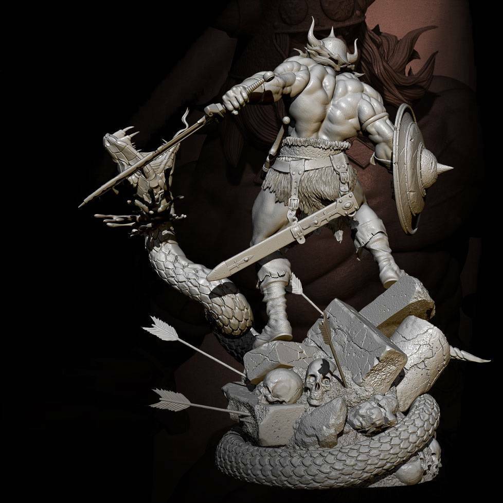 1/24 Resin Model Kit Warrior Barbarian Hercules and Serpent Unpainted - Model-Fan-Store