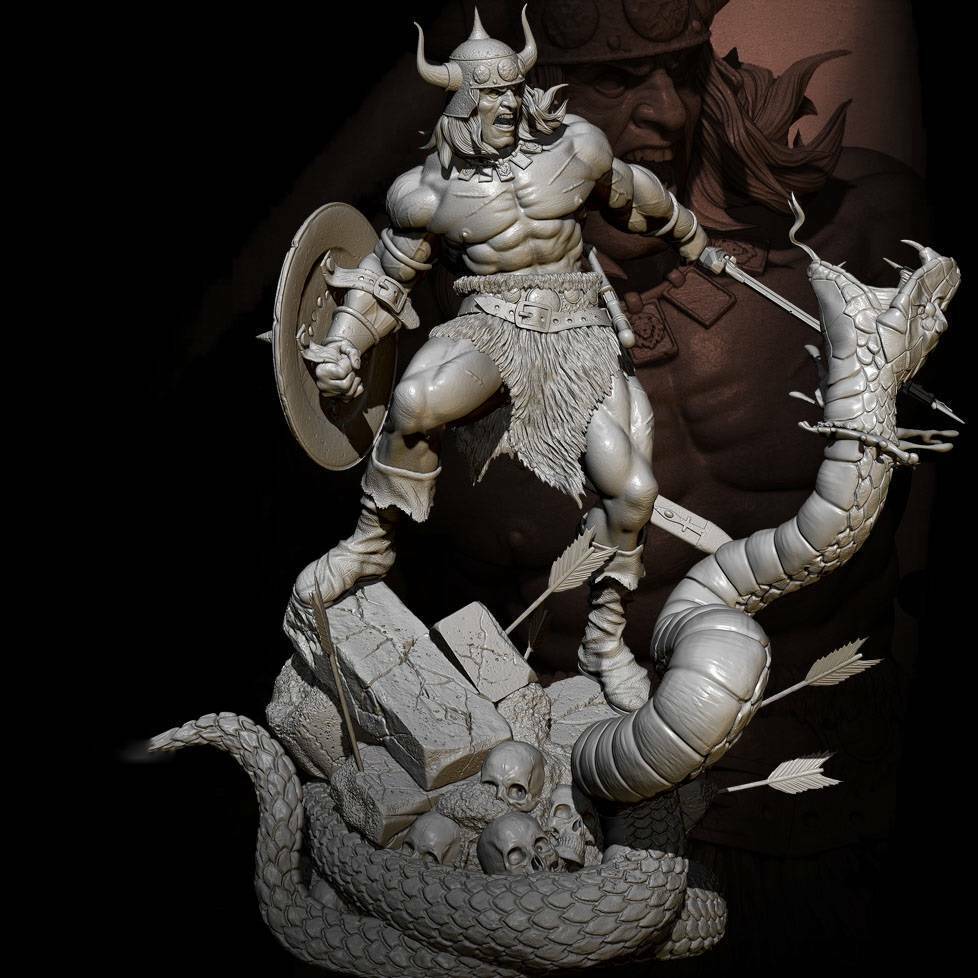 1/24 Resin Model Kit Warrior Barbarian Hercules and Serpent Unpainted - Model-Fan-Store