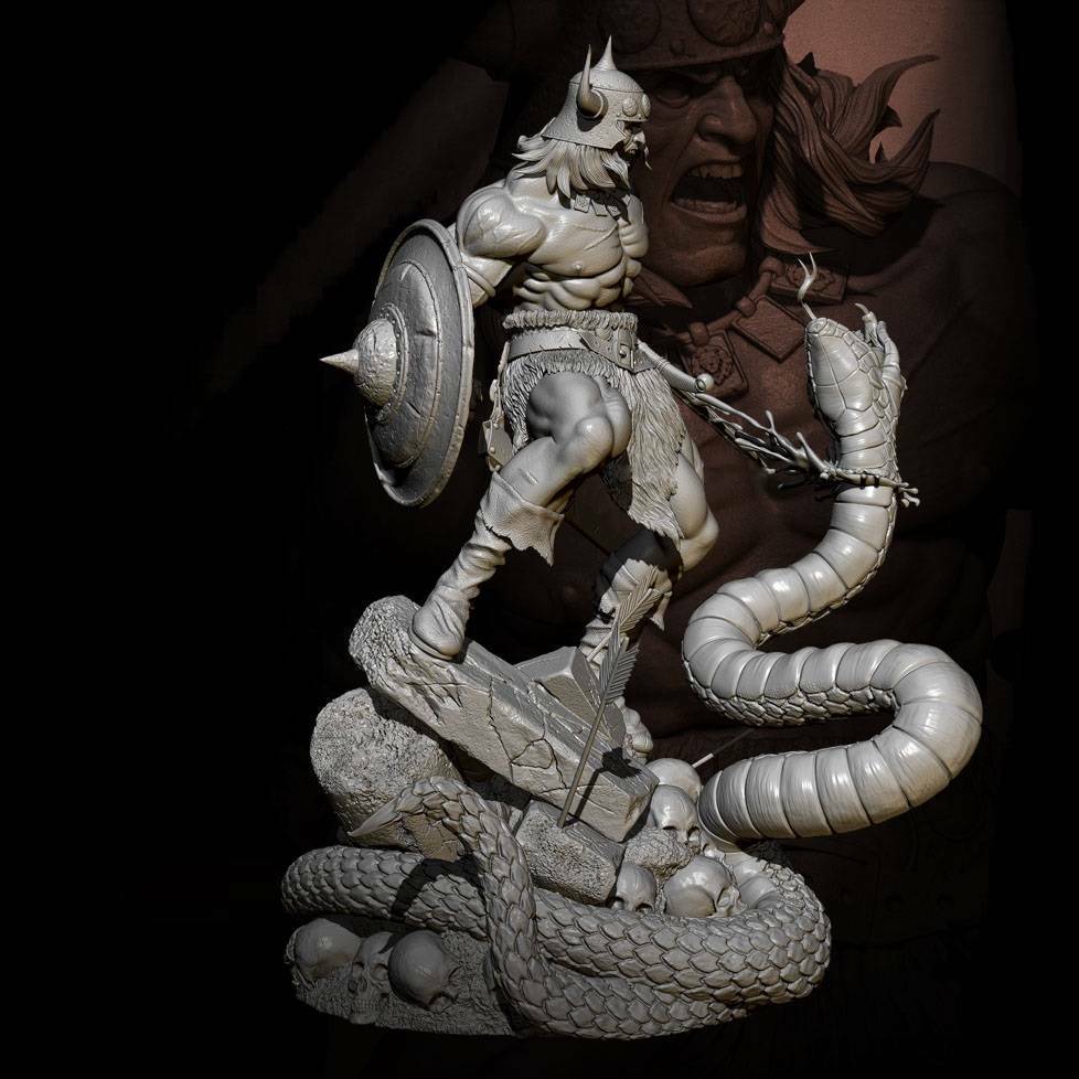 1/24 Resin Model Kit Warrior Barbarian Hercules and Serpent Unpainted - Model-Fan-Store