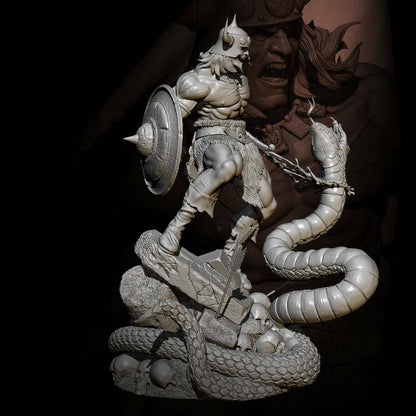 1/24 Resin Model Kit Warrior Barbarian Hercules and Serpent Unpainted - Model-Fan-Store