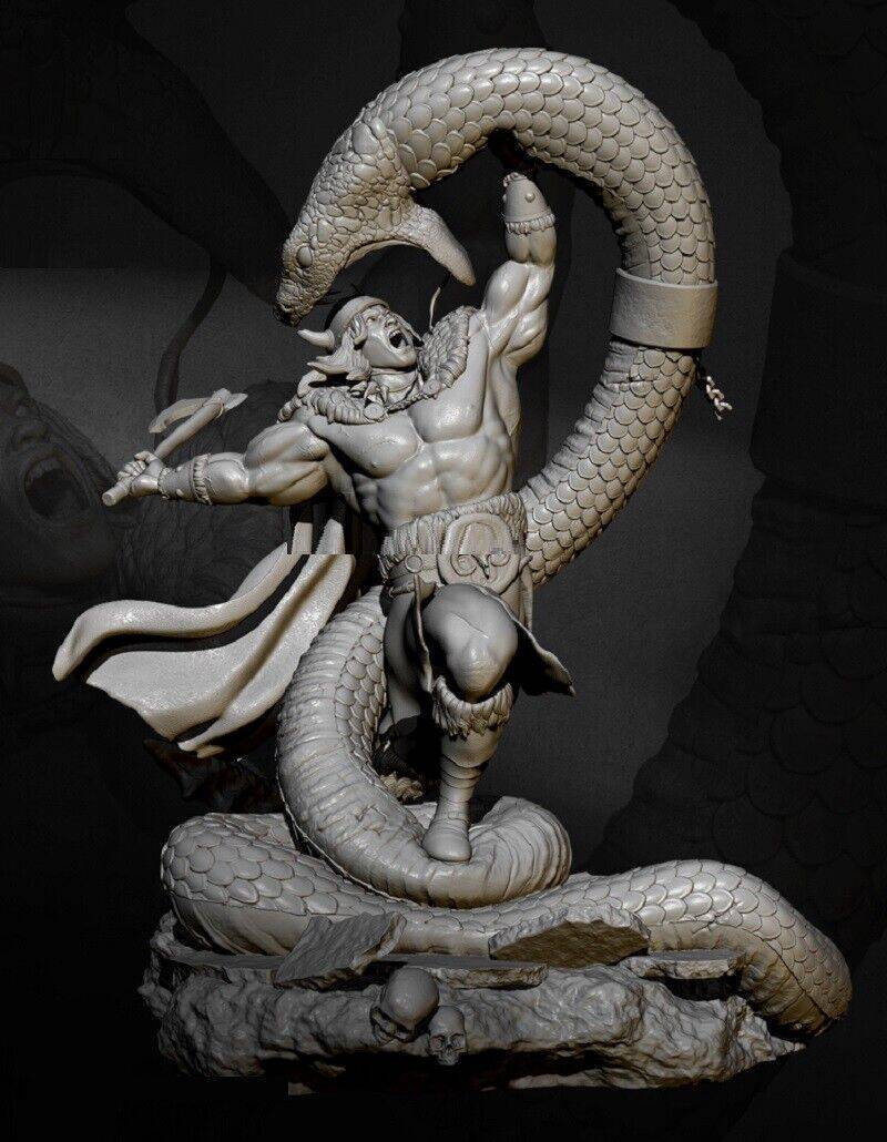 1/24 Resin Model Kit Warrior Barbarian Hercules and the Serpent Unpain ...