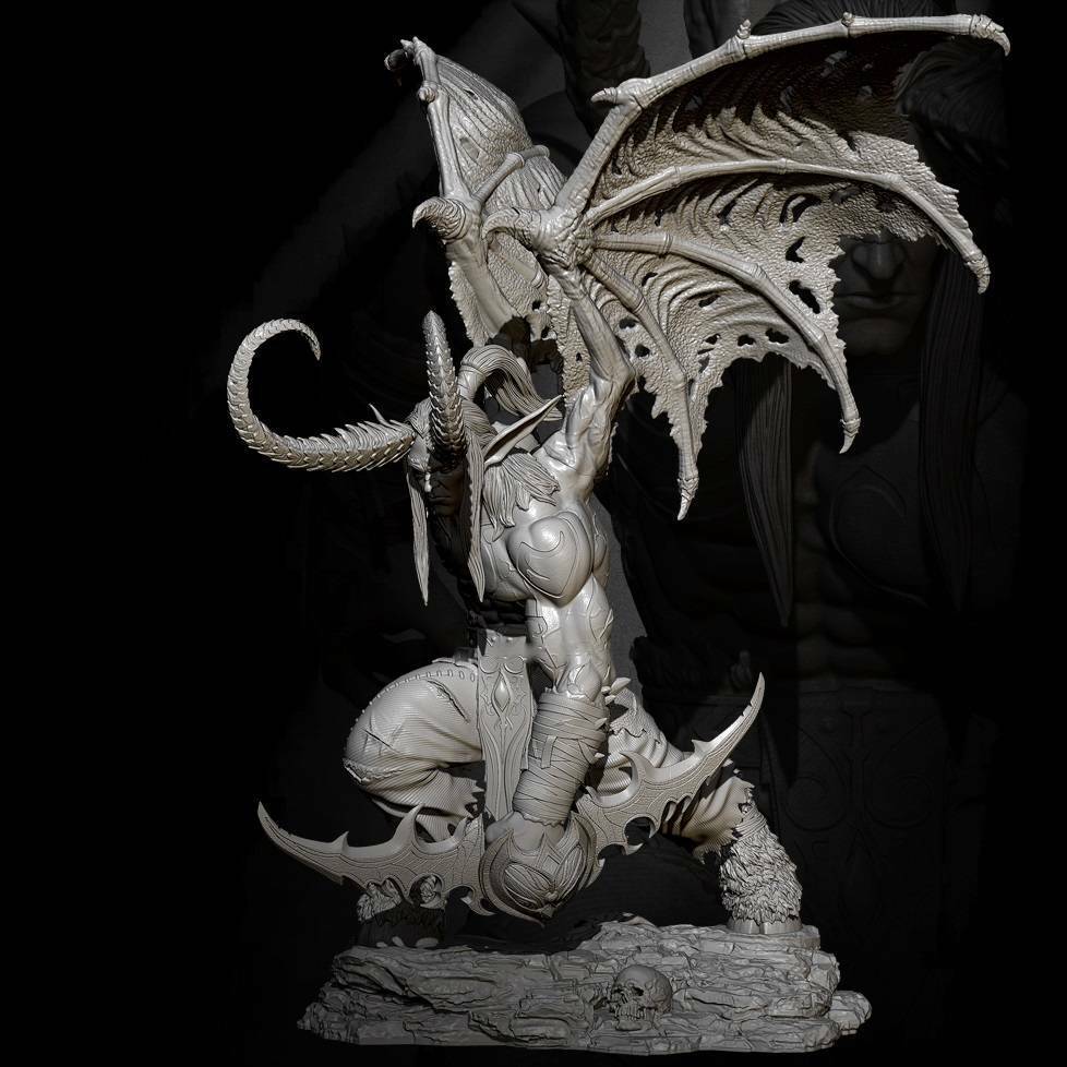 1/24 Resin Model Kit Warrior Demon Illidan Warcraft Unpainted - Model-Fan-Store