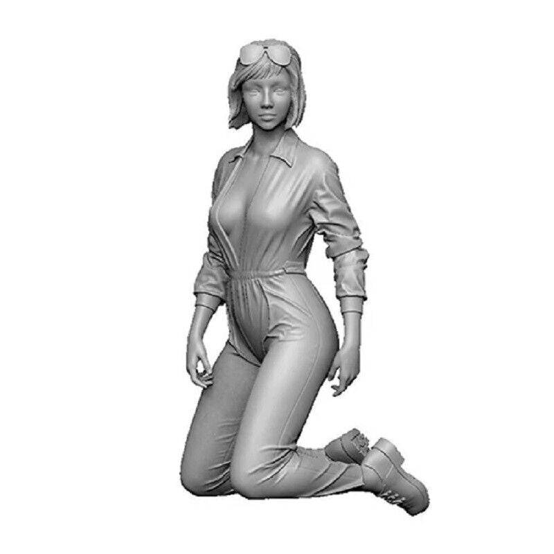 1/24 Resin Plastic Model Kit Modern Beautiful Girl Mechanic Unpainted ...