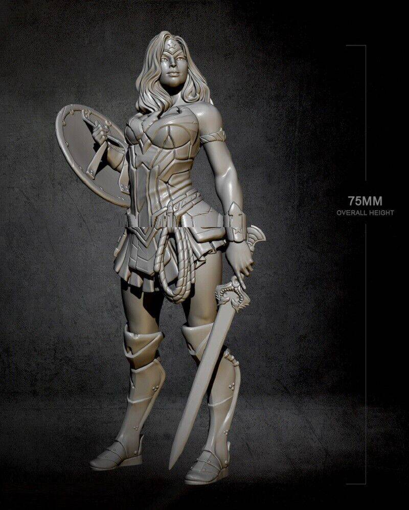 Unpainted Model Kit 1/24 Resin Superhero Model Kit Wonder Woman Beautiful Girl Unpainted ...