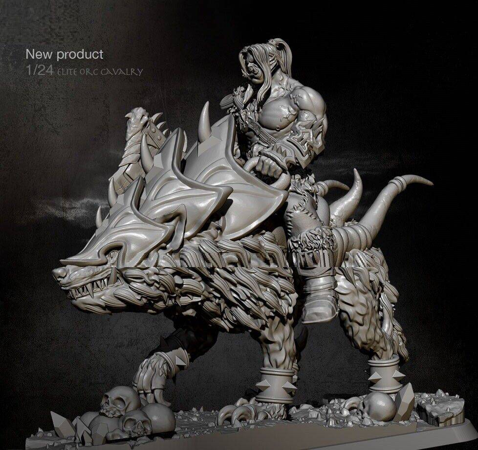 1/24 Width 150mm Resin Model Kit Orc Leader on the Wolf Warcraft Unpainted - Model-Fan-Store