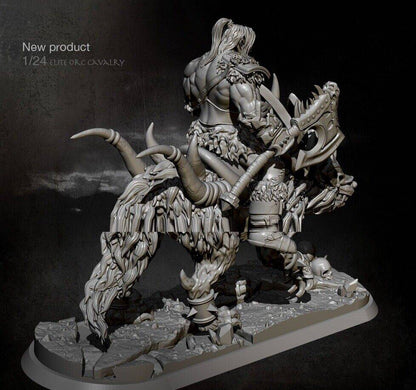 1/24 Width 150mm Resin Model Kit Orc Leader on the Wolf Warcraft Unpainted - Model-Fan-Store