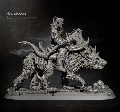 1/24 Width 150mm Resin Model Kit Orc Leader on the Wolf Warcraft Unpainted - Model-Fan-Store