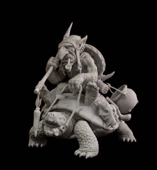 1/32 54mm Resin Model Kit Fantasy Goblin on a Turtle Unpainted