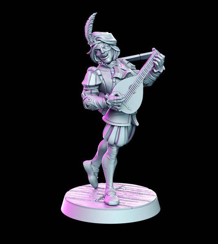 1/32 56mm 3D Print Model Kit Royal Jester Musician Unpainted - Model-Fan-Store