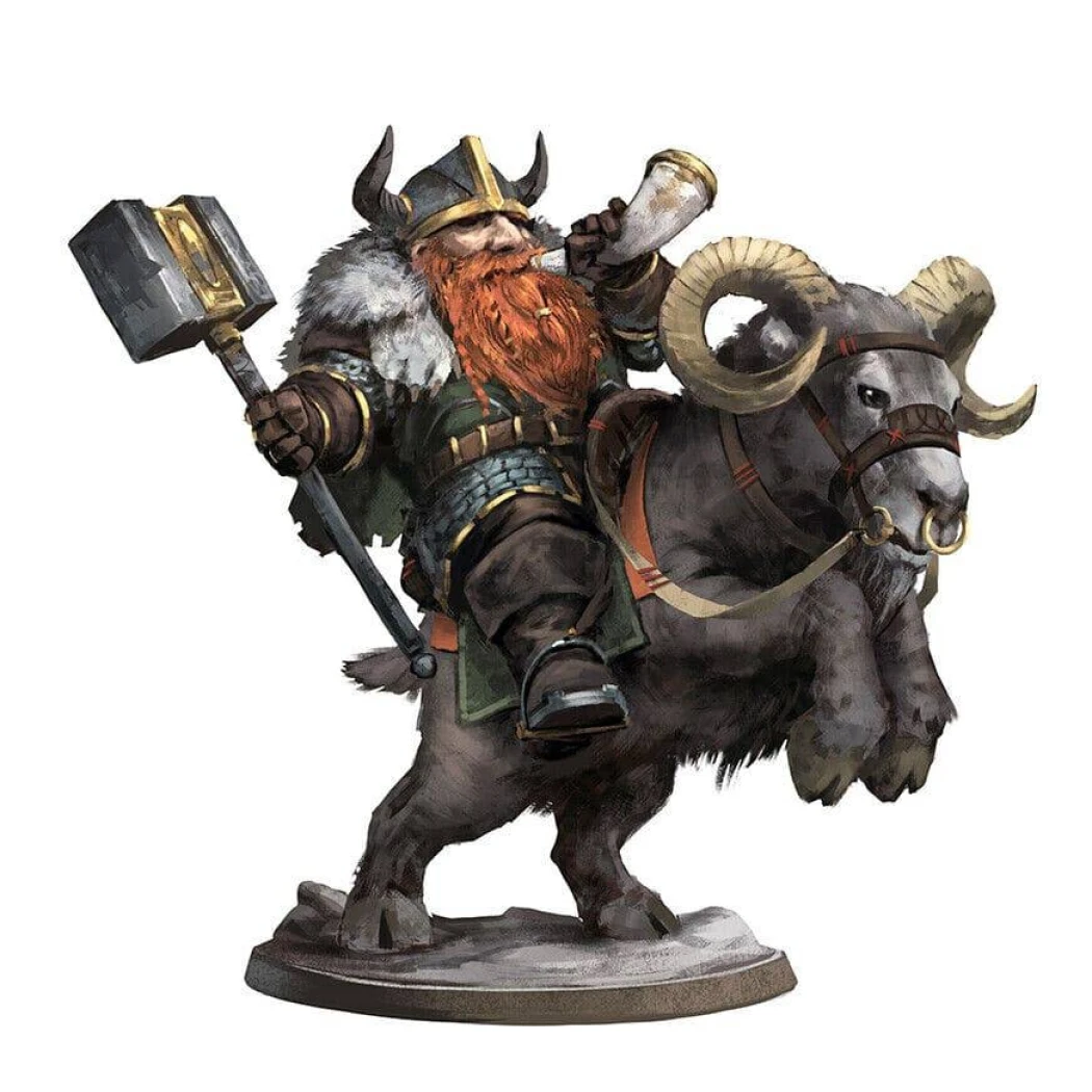 56mm 3D Print Model Kit Goat and Dwarf Warrior Unpainted