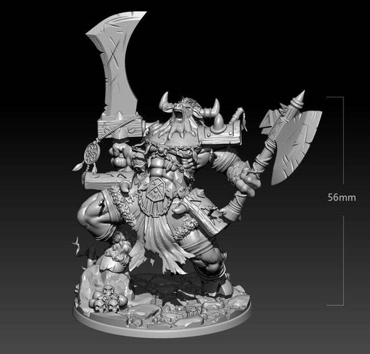 1/32 56mm 3D Print Model Kit Warrior Tauren Berserker Warcraft Unpainted - Model-Fan-Store