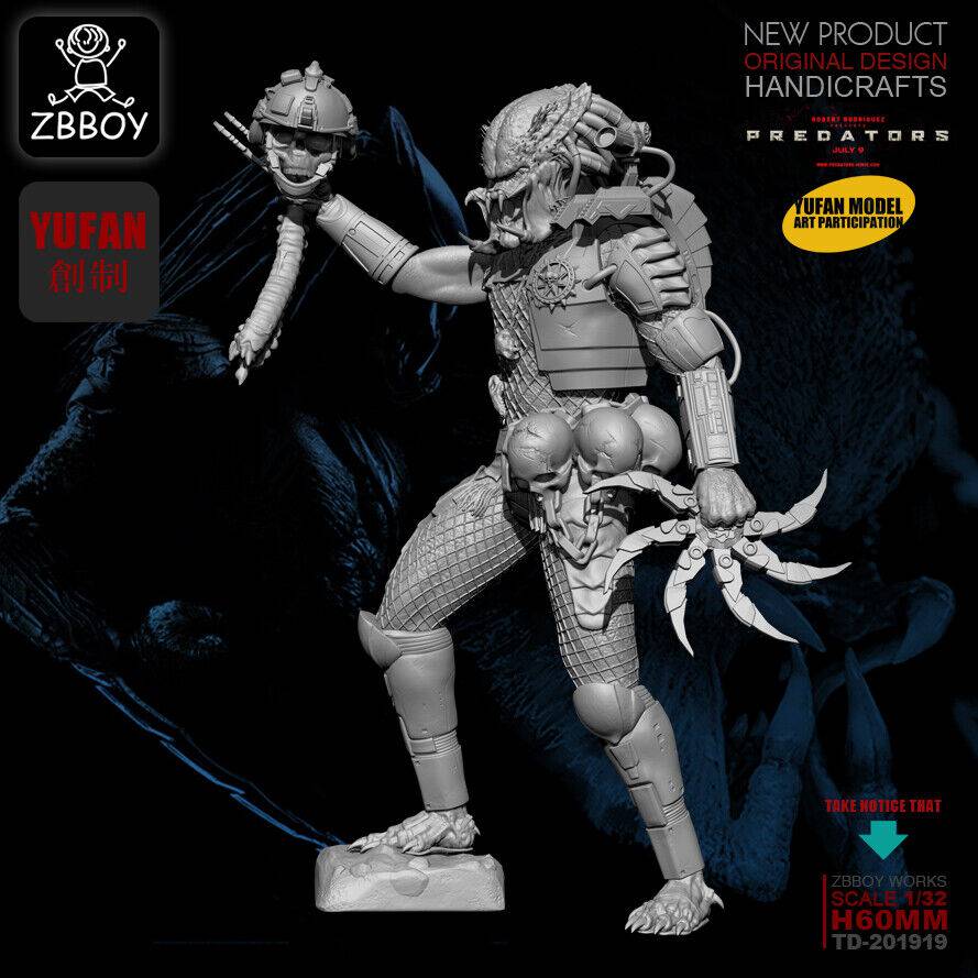 1/32 65mm Resin Model Kit Predator Holds His Head Warrior Unpainted Unassembled - Model-Fan-Store