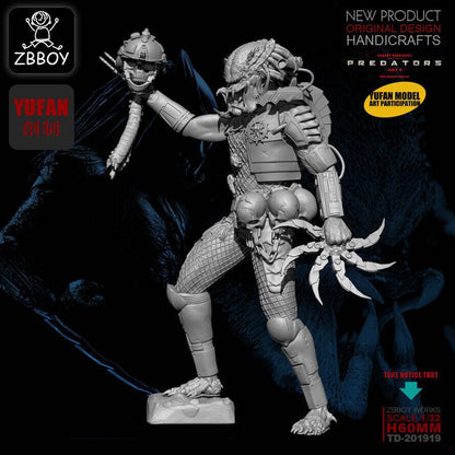 1/32 65mm Resin Model Kit Predator Holds His Head Warrior Unpainted Unassembled - Model-Fan-Store