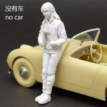 1/32 Resin Model Kit Asian Beautiful Girl Speed Racing no Car Unpainted - Model-Fan-Store