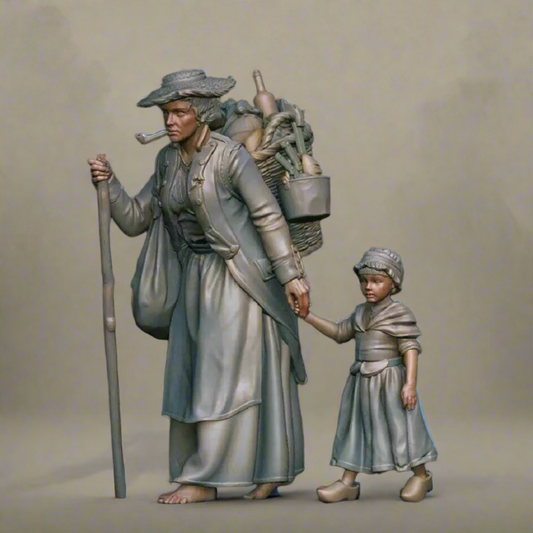 1/32 Resin Model Kit Wanderers Merchant Woman and Child Unpainted