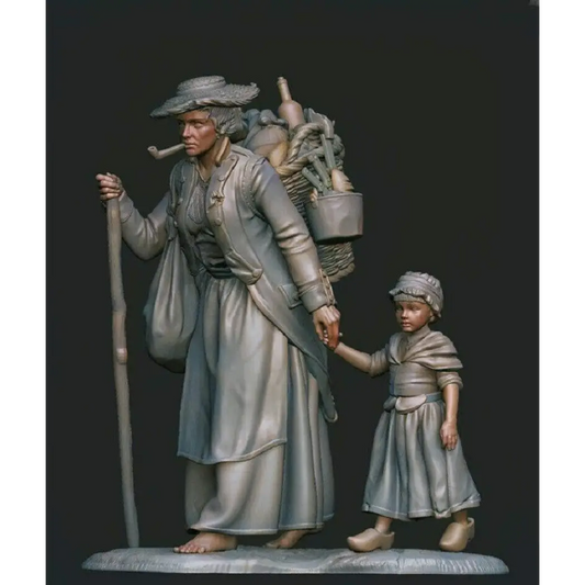 1/32 Resin Model Kit Wanderers Merchant Woman and Child Unpainted