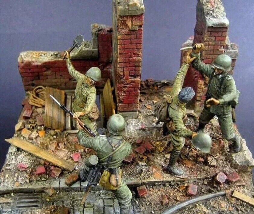 1/35 4pcs Resin Model Kit Soviet & German Soldiers Battle no base WW2 Unpainted - Model-Fan-Store