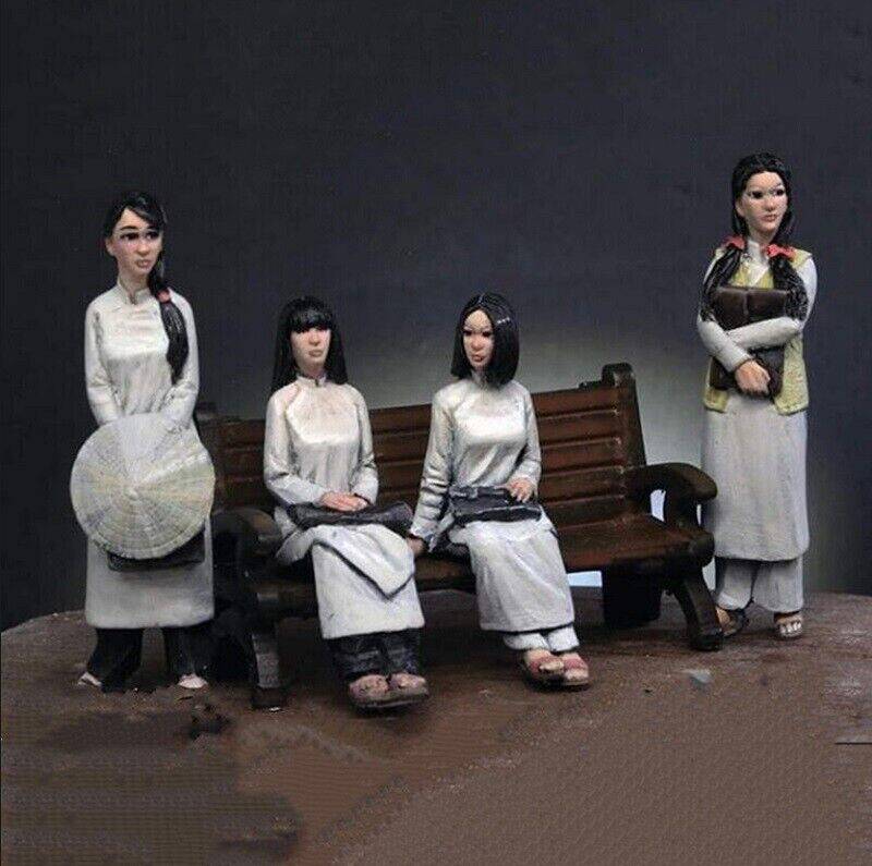 1/35 4pcs Resin Model Kit Vietnamese Schoolgirls Girls Citizens Unpainted - Model-Fan-Store