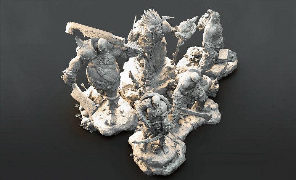 1/35 50mm-80mm 3D Print Model Kit Orc Warriors Warcraft Unpainted - Model-Fan-Store