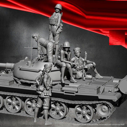 1/35 5pcs Resin Model Kit Chinese Soldiers Beautiful Girl (no tank) Unpainted - Model-Fan-Store