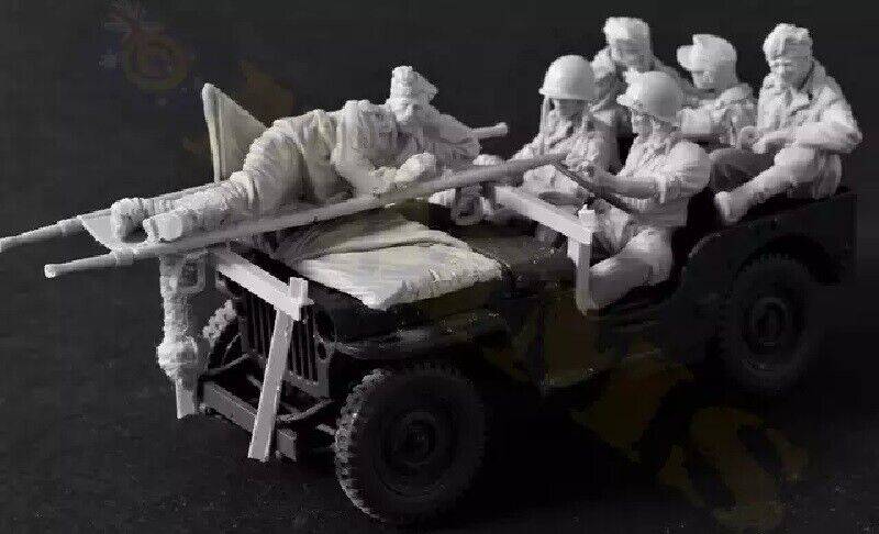 1/35 6pcs/set+accessories Resin Model Kit Soldiers no Car WW2 Unpainted - Model-Fan-Store