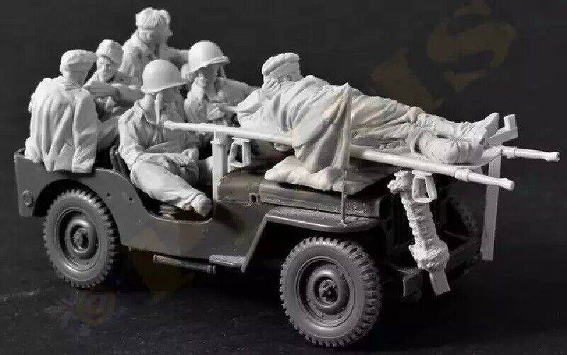 1/35 6pcs/set+accessories Resin Model Kit Soldiers no Car WW2 Unpainted - Model-Fan-Store